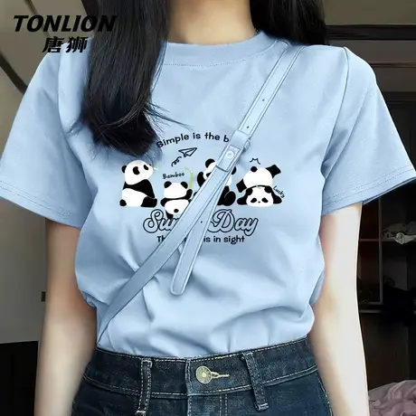 唐狮正肩短袖t恤女2025新款夏季独特超好看冷淡系高级感上衣VB商品大图