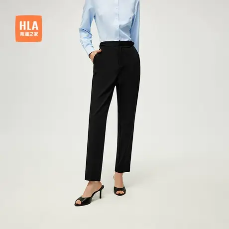 HLA/海澜之家腰头扭结西裤25春夏新款俏皮修身商务通勤锥形裤女装商品大图