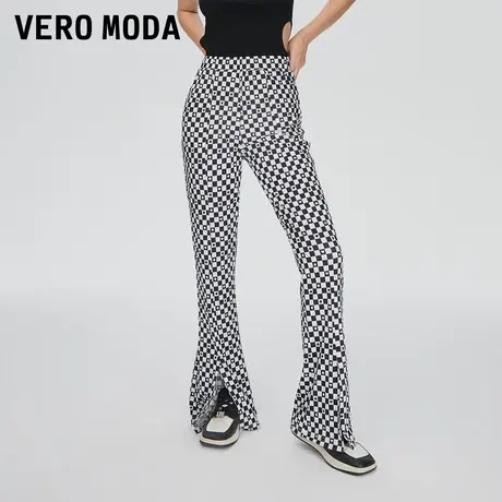 Vero Moda奥莱休闲裤秋冬清仓休闲高腰棋盘格微喇裤百搭长裤子女商品大图