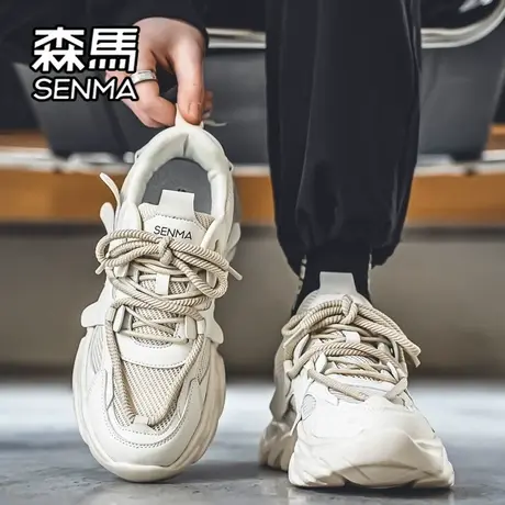森马男鞋春秋款潮牌百搭运动跑步鞋旅游休闲厚底增高小白老爹潮鞋商品大图