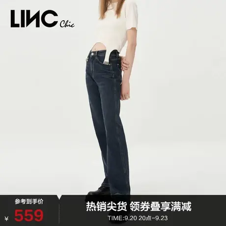 LINCCHIC金羽杰裤子女新款中高腰宽松直筒牛仔裤女S231JE186Y商品大图