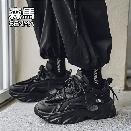 森马男鞋春夏2025新款百搭加绒男士感厚底老爹鞋跑步休闲运动鞋L图片