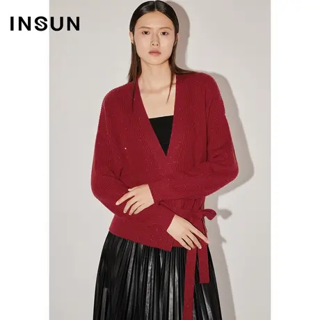 【百亿补贴官方直播】恩裳COVER冬珠片绑带围裹式羊毛针织衫商品大图