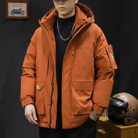 鸭绒新国标羽绒服男冬季连帽2023新款潮牌大码男士保暖外套中长款商品大图