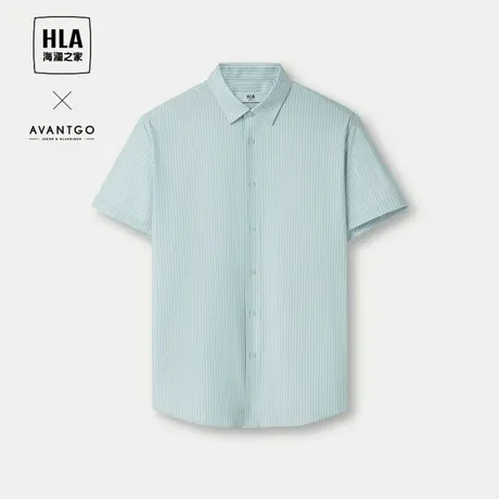 HLA/海澜之家轻商务经典系列短袖衬衫24春夏新宽松凉感翻领衬衣男商品大图