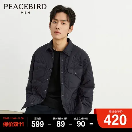 太平鸟 日系棉衣男2023年冬季新款宽松廓形棉服黑色保暖棉袄外套Y图片