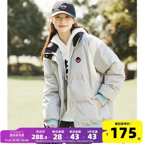 唐狮2024新款女棉衣立领拼接撞色短款棉服时尚休闲保暖棉袄外套G图片