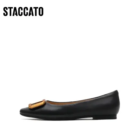 思加图新款漆皮通勤小方扣平底鞋甜美低跟单鞋女鞋子C1268CQ1商品大图