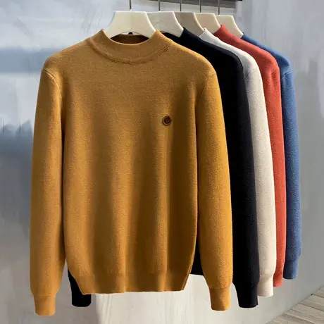 秋冬宽松半高领毛衣男韩版潮流中领加厚仿羊绒针织衫打底衫毛线商品大图