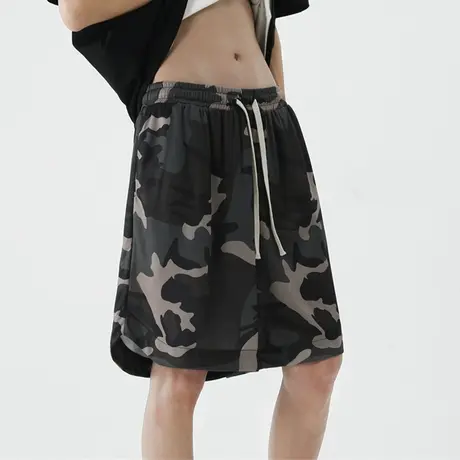 迷彩短裤男夏季薄款大码宽松运动五分裤男士潮牌冰丝休闲沙滩裤子商品大图