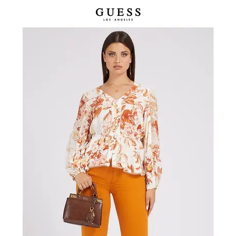 【38上新季】GUESS女士简约小清新碎花衬衫商品大图