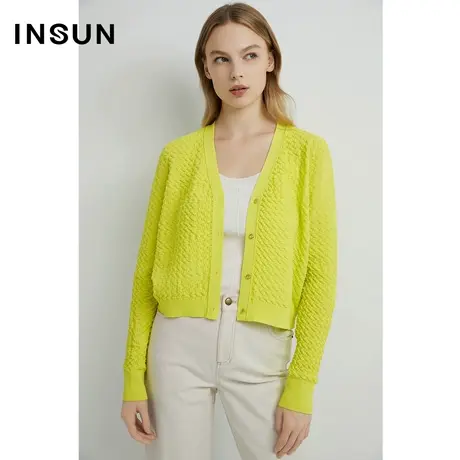 INSUN恩裳线上专选春季H型挺括V领针织开衫商品大图