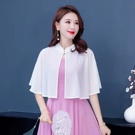 披肩夏季配裙子旗袍吊带裙外搭短款坎肩雪纺上衣防晒开衫女式薄款商品大图