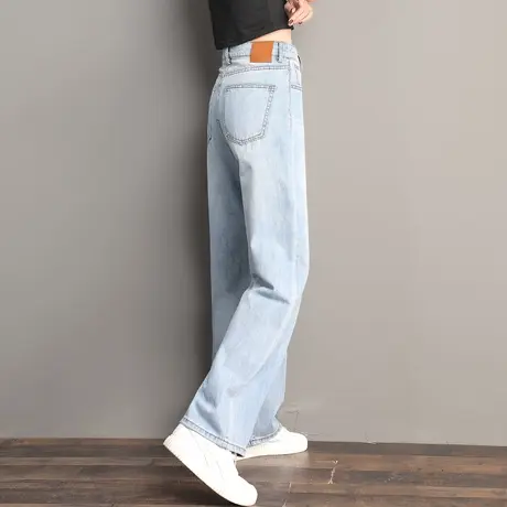 加绒牛仔裤女直筒裤小个子2024年新款秋冬女裤长裤高腰窄版阔腿裤商品大图