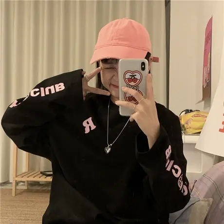 红续原创2020早秋新款韩版宽松ulzzang原宿风长袖T恤卫衣女上衣潮图片