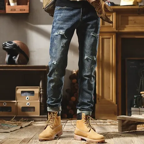牛仔裤男士2022冬季宽松时尚潮流哈伦工装裤男生新款直筒牛仔裤男商品大图