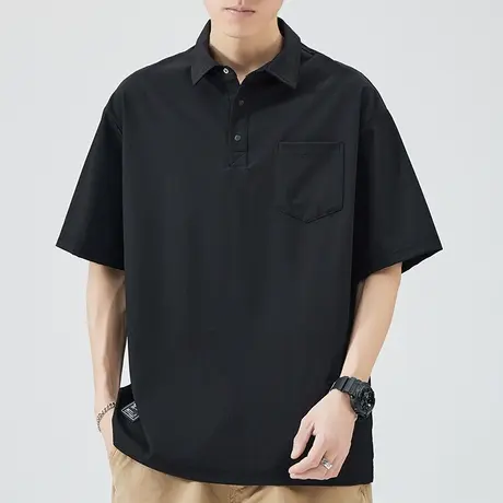 夏季衬衫领短袖Polo衫男士翻领速干t恤男款冰丝体恤男装纯色上衣商品大图