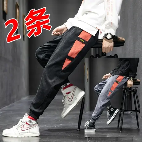 裤子男春秋款男士休闲裤束脚运动裤2023新款潮牌男裤秋季新款卫裤商品大图
