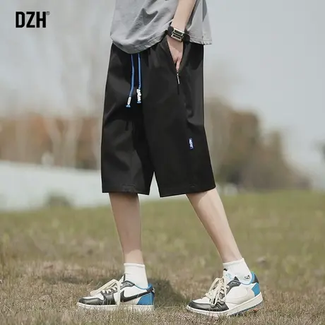 男士黑色五分短裤男潮流百搭冰丝速干裤夏季七分裤2023新款半截裤商品大图