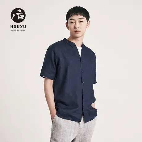后序【纯亚麻系列】新中式高端亚麻衬衫男短袖高级感麻料国风衬衣商品大图