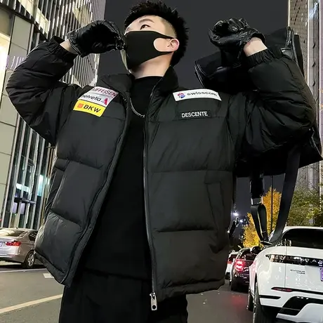 冬季棉服男个性贴布设计感2023新款宽松痞帅潮牌运动加厚日系棉衣图片