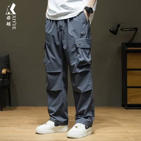 希越工装户外轻薄伞兵裤2024春季新款宽松大码休闲直筒显瘦长裤子商品大图