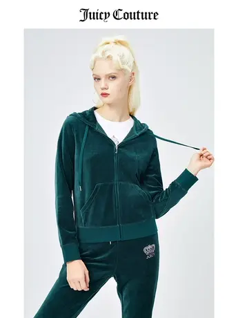 Juicy Couture橘滋天鹅绒外套女春季新款运动连帽夹克长袖外套女图片