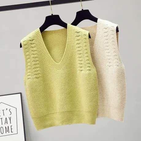 叠穿针织背心马甲女春秋2023新款设计感洋气外穿宽松毛衣坎肩马甲商品大图