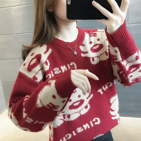 春季毛衣女2023年新款爆款秋装上衣宽松外穿内搭洋气针织衫女套头图片