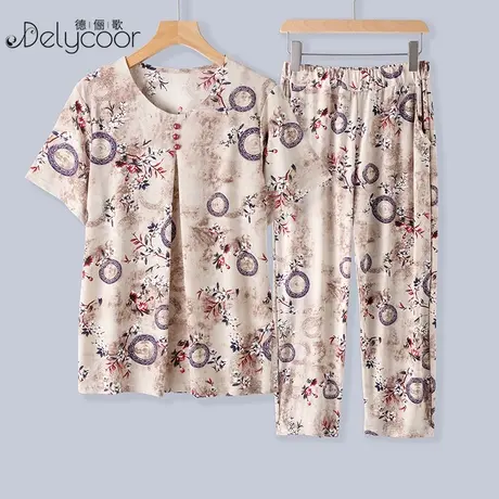 中老年女装2023新款妈妈冰丝套装洋气春夏装宽松加大码薄款两件套商品大图