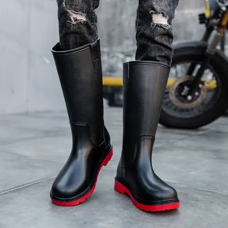 胶鞋男防水防滑成人网红雨鞋男时尚外穿水鞋软底高筒雨靴2023新款商品大图