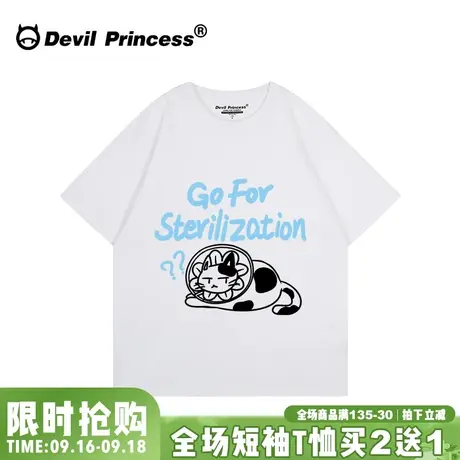 学院风韩系减龄白色正肩t恤女ulzzang小众卡通纯棉半袖上衣ins潮商品大图