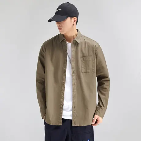 Modi Nick/摩帝尼克纯棉男士衬衫复古潮流水洗潮牌长袖帅气男外套商品大图