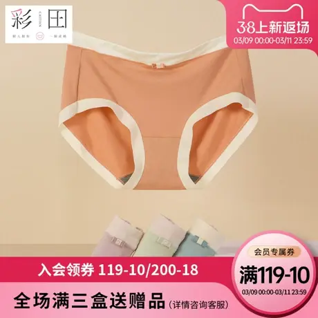 彩田夏季新款莫代尔中腰蝴蝶结抗菌裆舒适简洁透气纯色女士三角裤图片