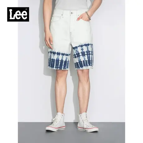Lee商场同款22春夏新品白色扎染蓝色男牛仔短裤LMB1009033HH-483图片