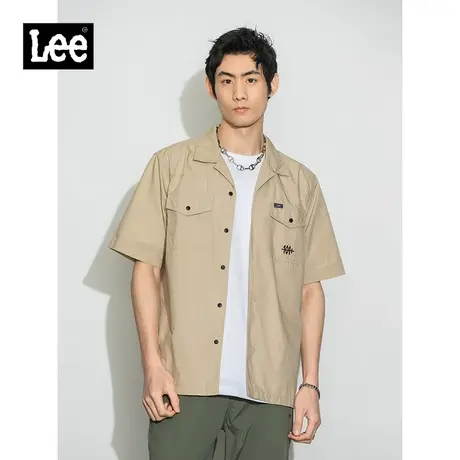 Lee商场同款22春夏新品101+舒适米色复古男短袖衬衫LMT0015414DE图片