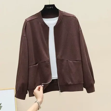 圆领外套女春秋2023年新款薄款休闲春款女士棒球服春季拉链上衣春商品大图