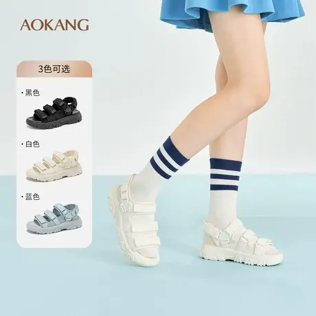 奥康女鞋 夏季新款厚底魔术贴运动休闲凉鞋舒适溯溪涉水通勤凉鞋图片
