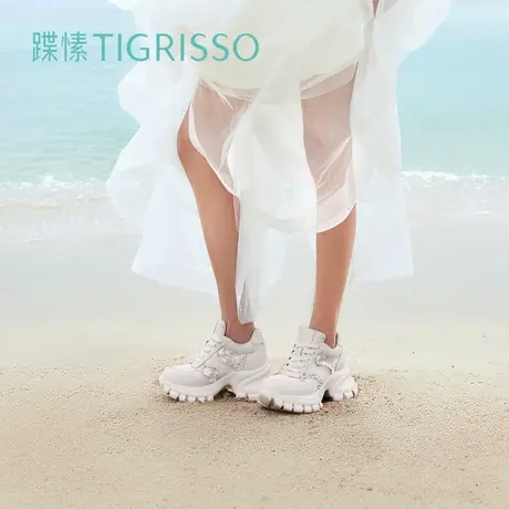 蹀愫夏季厚底增高蕾丝透气休闲运动鞋老爹鞋TA54191-55商品大图