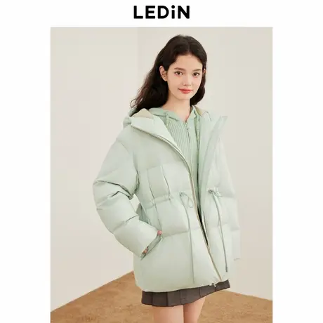 乐町面包羽绒服女冬季新款撞色设计连帽保暖收腰羽绒外套商品大图