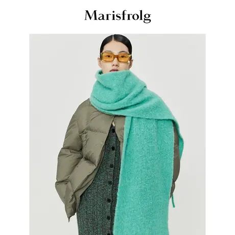 【白鹅绒羽绒服】玛丝菲尔冬季新款豆绿色面包服羽绒服白鹅绒商品大图