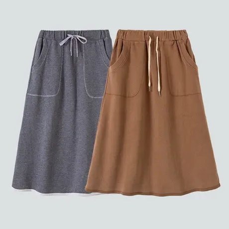 顶瓜瓜睡裙女款春秋款顶呱呱简约纯色半搭女士宽松可外穿家居裙商品大图