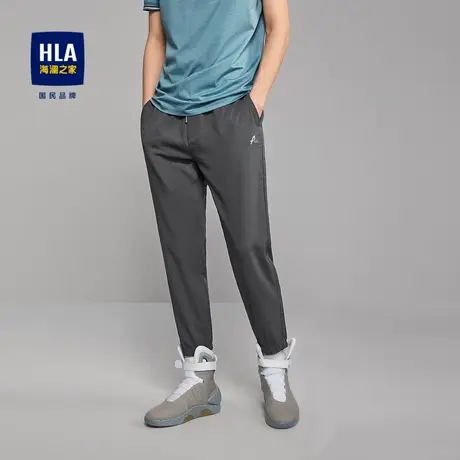 HLA/海澜之家纯色休闲九分裤松紧腰束脚舒适透气简约运动裤子男夏图片