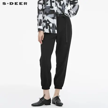 sdeer 圣迪奥休闲随性收腰小脚裤子女秋设计感女小众S20180802商品大图
