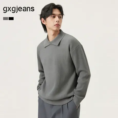 gxg.jeans男装 多色基础纯色基础翻领毛衣线衫上衣 25年冬新品商品大图