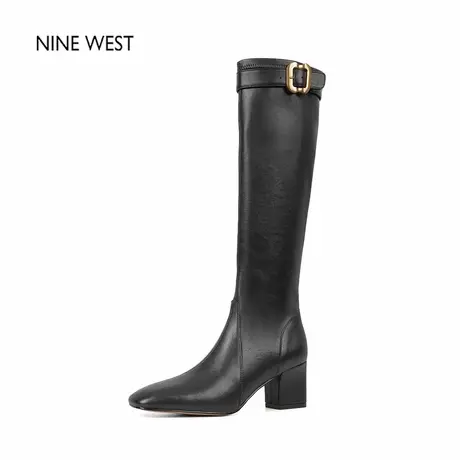 奥莱专供Nine West/玖熙法式粗跟高筒靴长靴粗跟骑士靴女冬长筒靴图片
