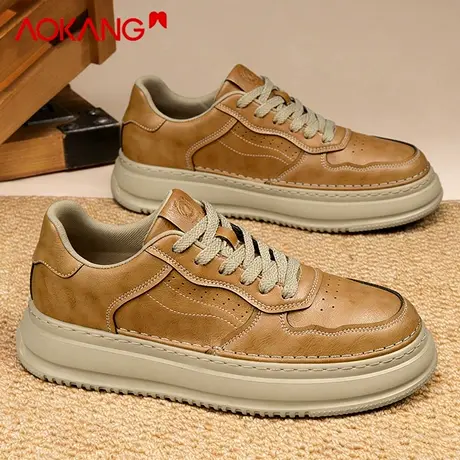 奥康男鞋2026新款冬季英伦复古休闲百搭板鞋男士软底透气运动皮鞋图片