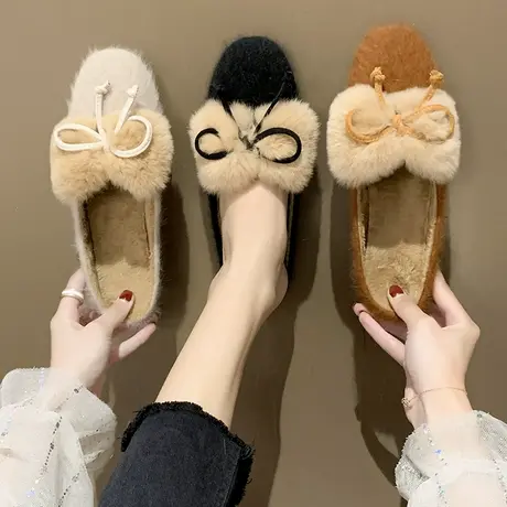 毛毛拖鞋女外穿2023新款百搭网红包头半拖鞋秋冬季加绒穆勒鞋女鞋商品大图