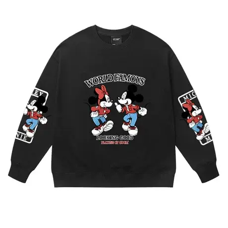 美式迪士尼米奇联名周边圆领卫衣复古vintage休闲薄款宽松上衣商品大图