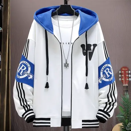 2023春秋装卫衣男连帽上衣开衫外套青年个性男装秋季薄款休闲秋衣商品大图